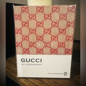 NEW GUCCI My Scrapbook with Red Beige Canvas Cover Monogram GG Design